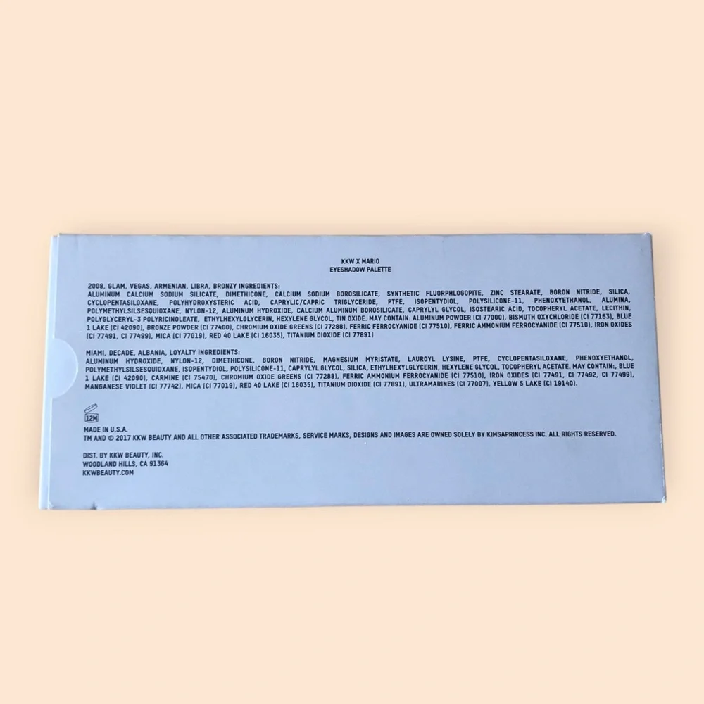 KKW X MARIO Eyeshadow Palette NEW in Box Multicolor 10 Shades Glam Beauty